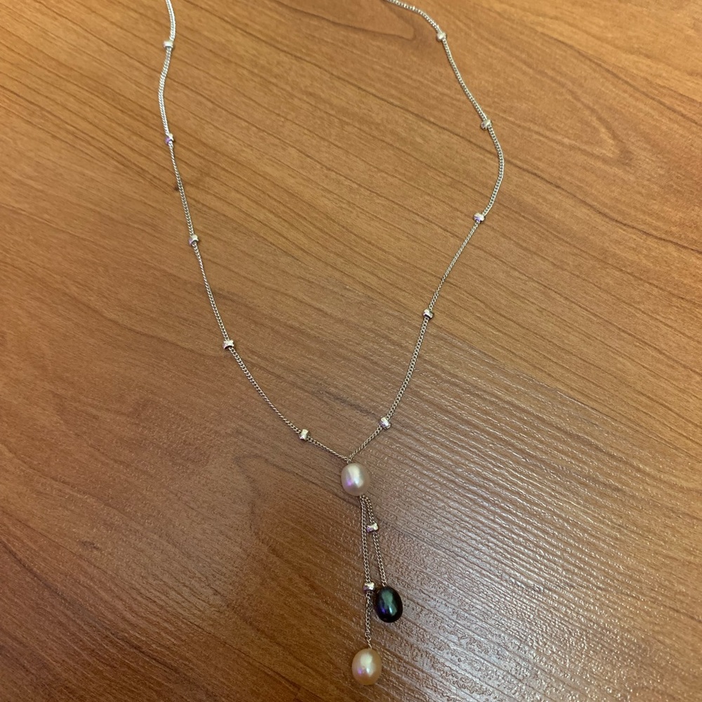 genuine fresh water pearls tri color necklace